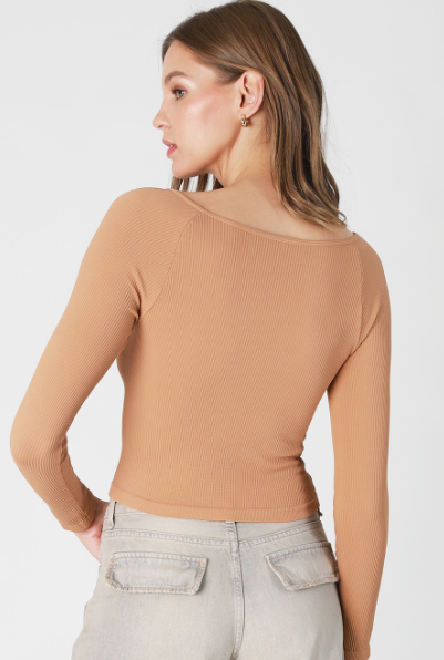 Long Sleeve Square Neck Tops