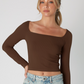 Long Sleeve Square Neck Tops