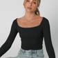 Long Sleeve Square Neck Tops