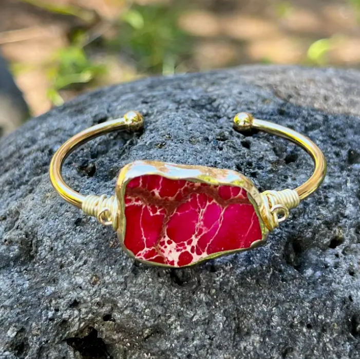 Handmade Gemstone Cuff Bracelets from Hawaii