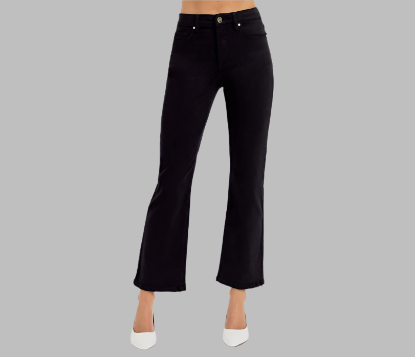 Risen Black Crop Straight Jeans