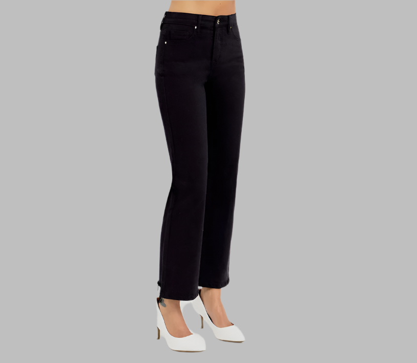 Risen Black Crop Straight Jeans