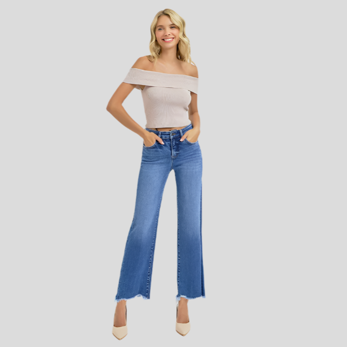 Risen Tummy Control Straight Ankle Jeans