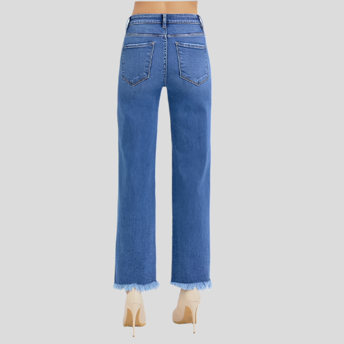 Risen Tummy Control Straight Ankle Jeans