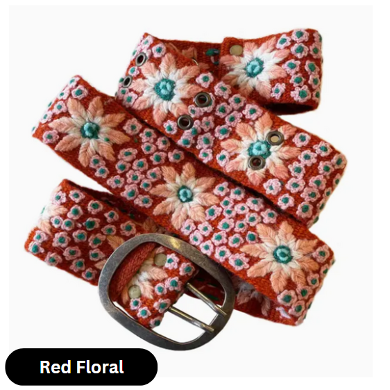 Wool Floral Embroidered Belts