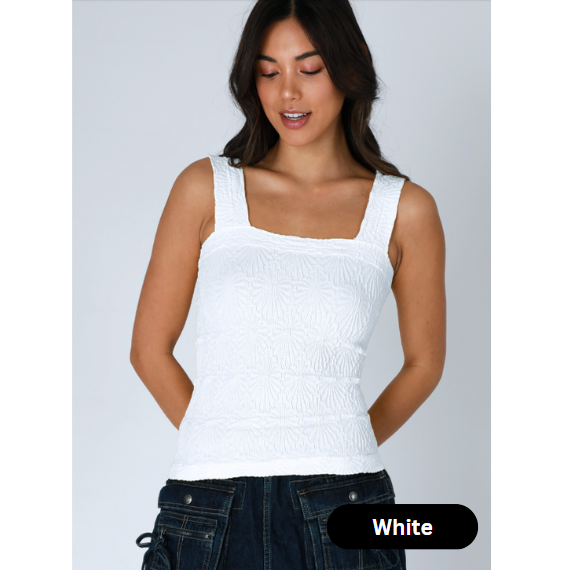 Textured Square Neck Tank Top