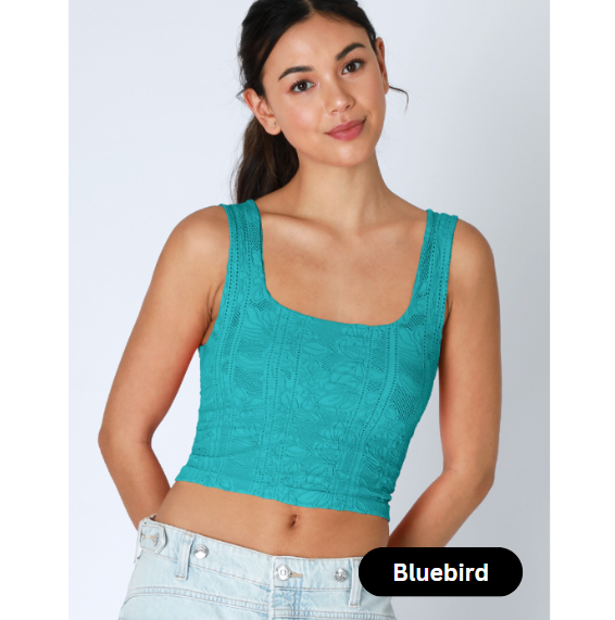 Double Lace Square Neck Crop Top