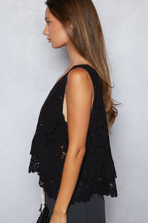 Say No More Crochet Eyelet Top