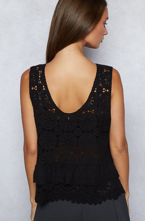 Say No More Crochet Eyelet Top