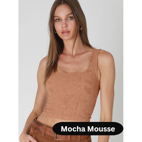 Double Lace Square Neck Crop Top