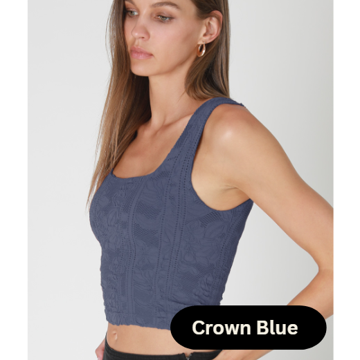 Double Lace Square Neck Crop Top