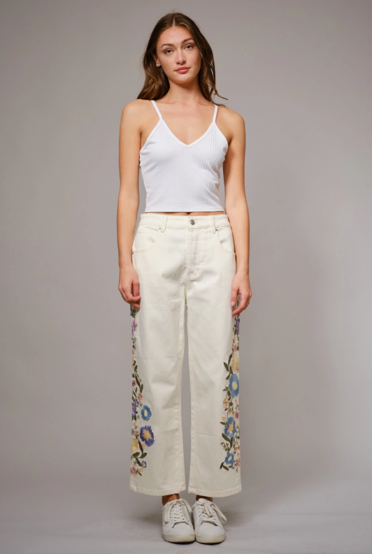 Keep Growing Embroidered Jeans