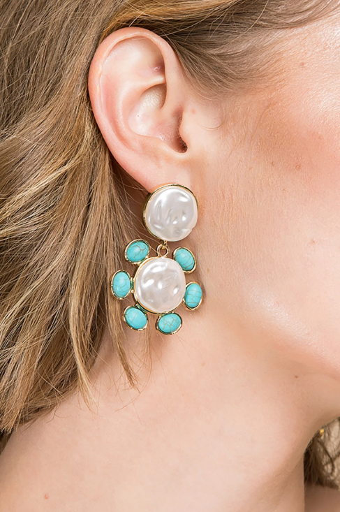 Turquoise Pearl Earrings