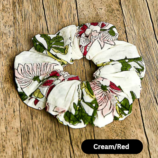 Cotton Block Print Hair Scrunchies