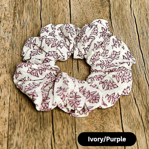 Cotton Block Print Hair Scrunchies