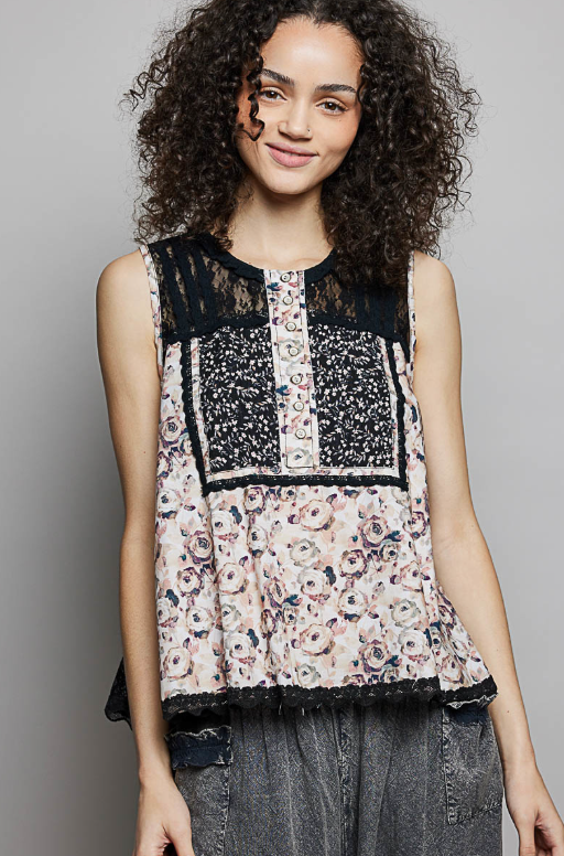 Open Back Floral Lace Top