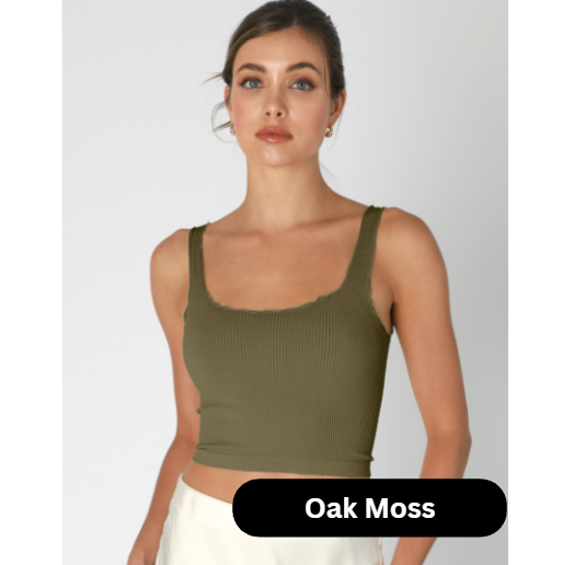 Ribbed Lettuce Edge Tank Tops