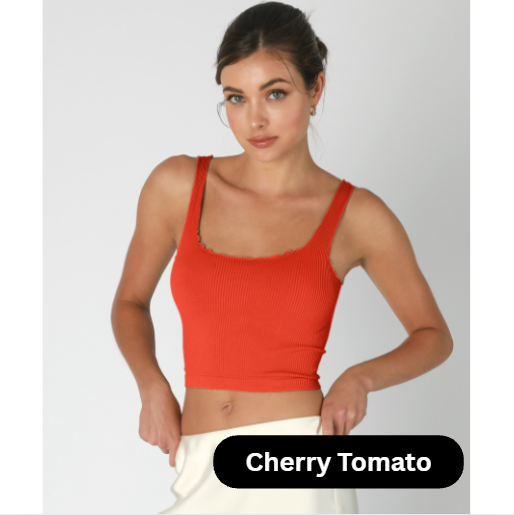 Ribbed Lettuce Edge Tank Tops