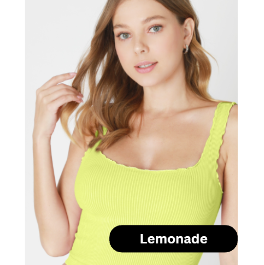 Ribbed Lettuce Edge Tank Tops