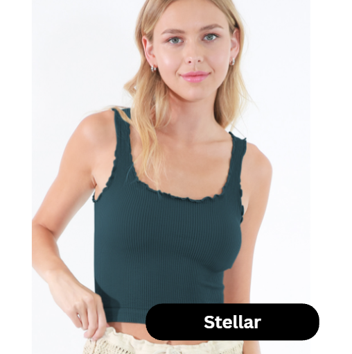Ribbed Lettuce Edge Tank Tops