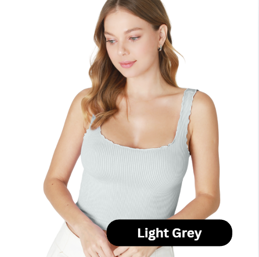 Ribbed Lettuce Edge Tank Tops