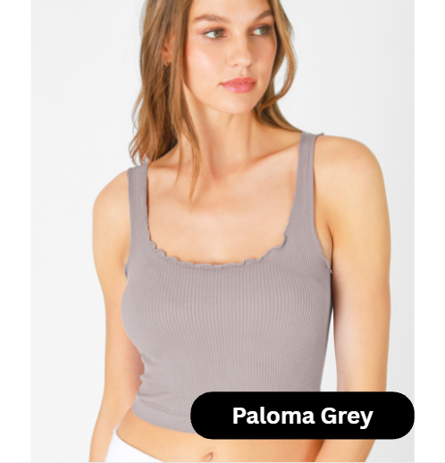 Ribbed Lettuce Edge Tank Tops