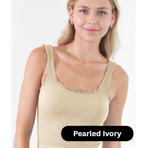 Ribbed Lettuce Edge Tank Tops