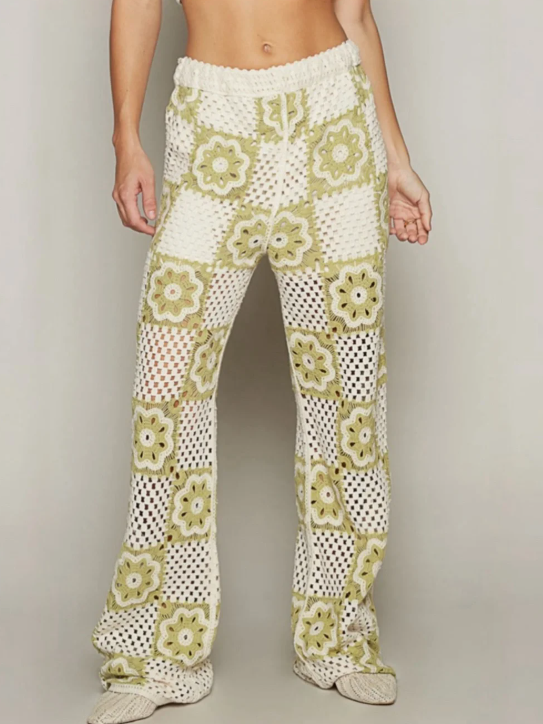 Green Daisy Crochet Pants *Doorbuster*Final Sale*