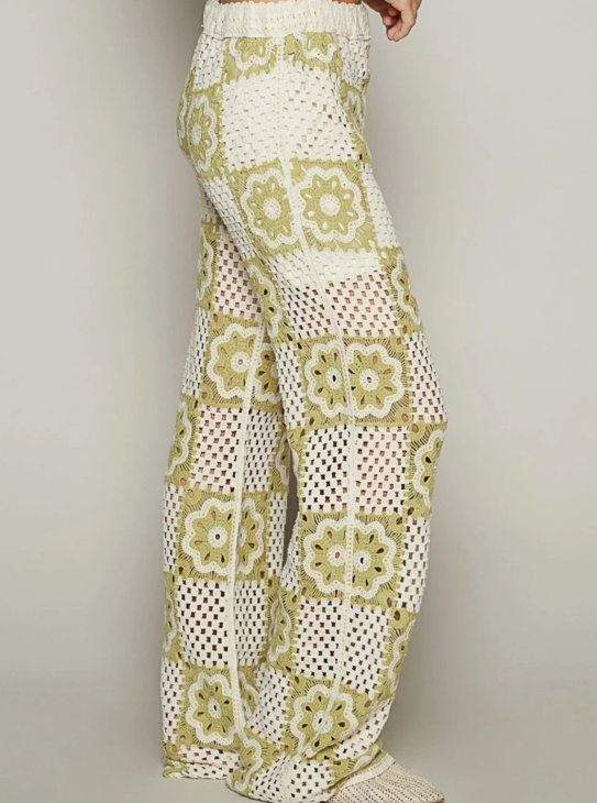 Green Daisy Crochet Pants *Doorbuster*Final Sale*