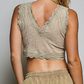 Pol Ribbed Lace Crop Top