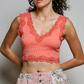 Pol Ribbed Lace Crop Top