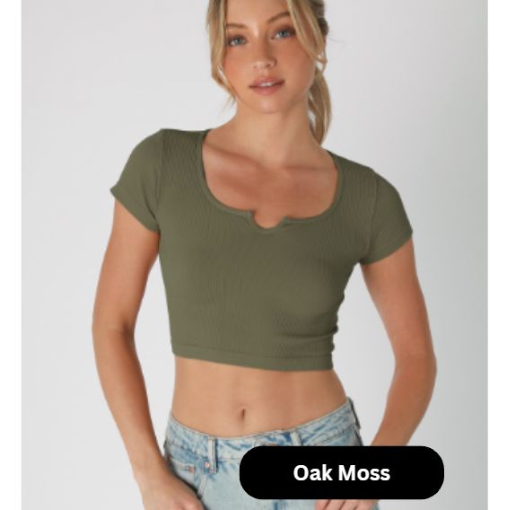 Notch Ribbed Crop Top