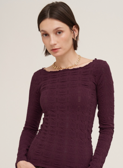 Pointelle Long Sleeve Tops