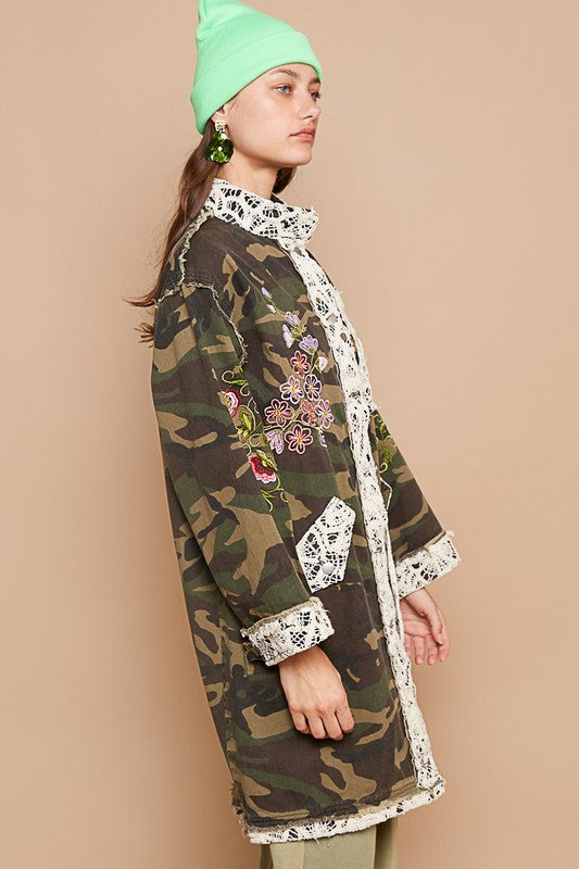 She's Fierce Embroidered Camo Jacket