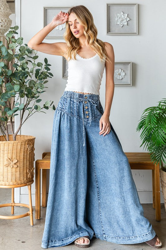 Trend Setter Wide Leg Pintuck Jeans