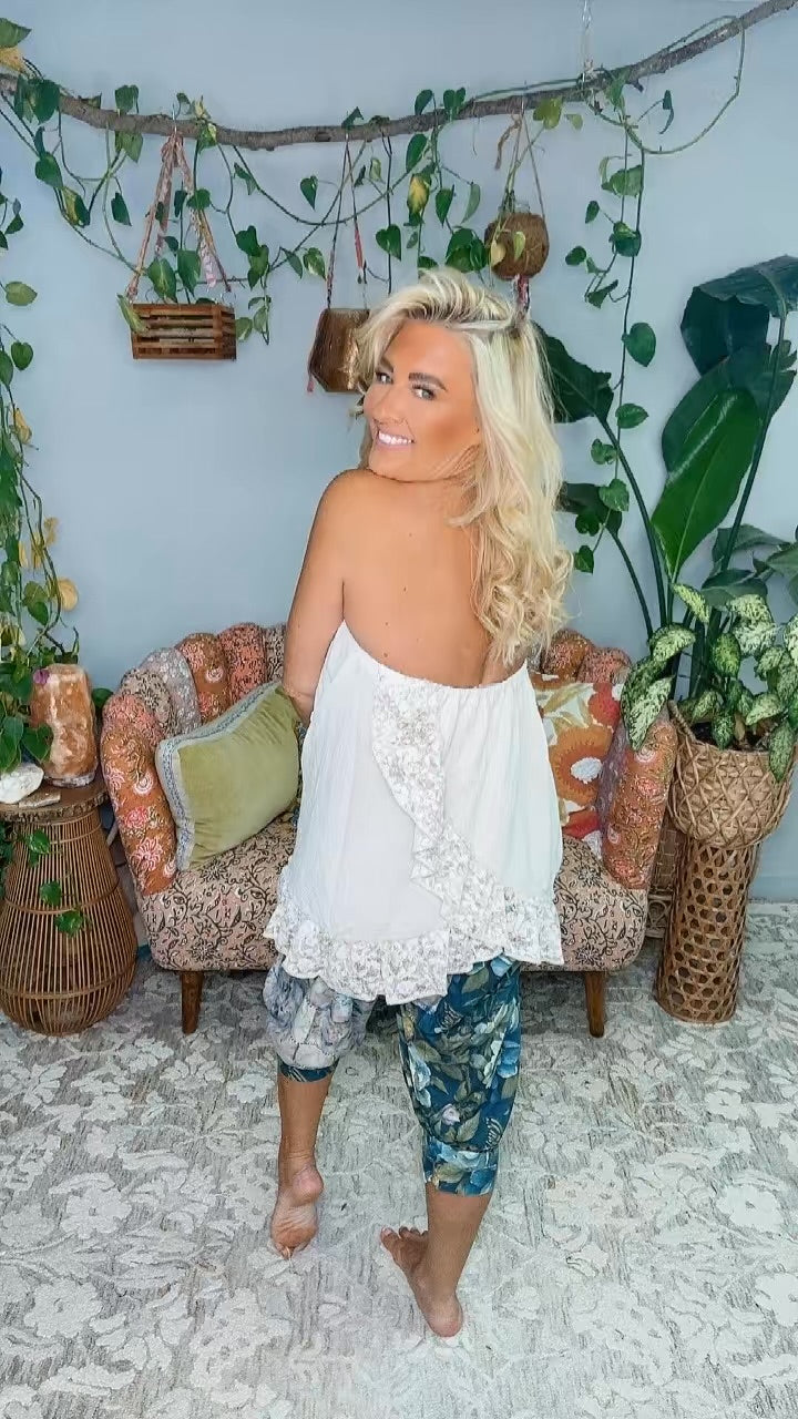 Cross Back Embroidered Top *Doorbuster*Final Sale*